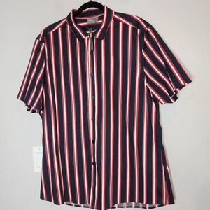 NWT Asos red blue white stripe short sleeve button down.  Cotton.  Size 2XL.